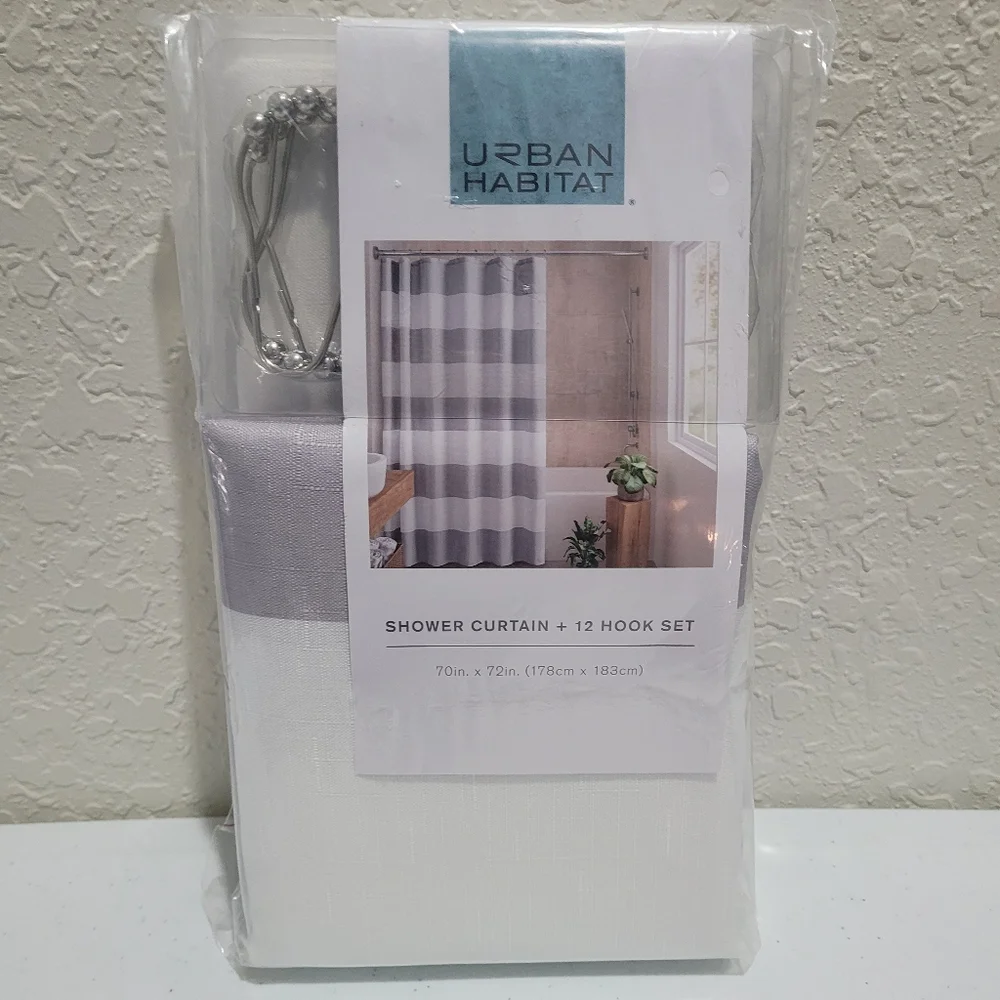 Urban Habitat Gray and White Shower Curtain Set